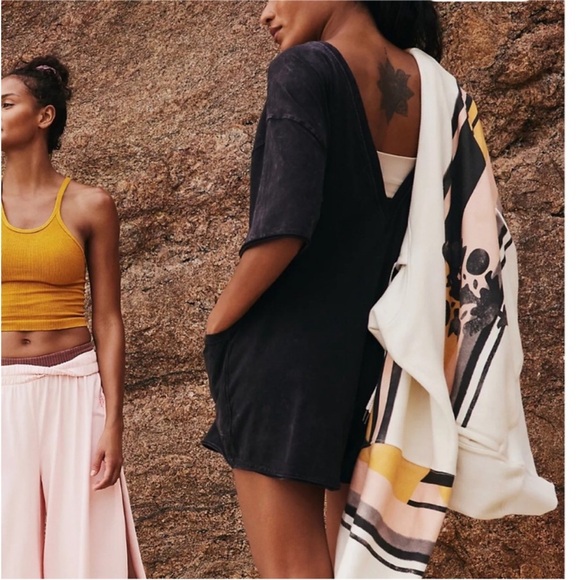 Free People Hot Shot Tee Romper In Washed Black. NWOT! Sz S - Picture 4 of 9